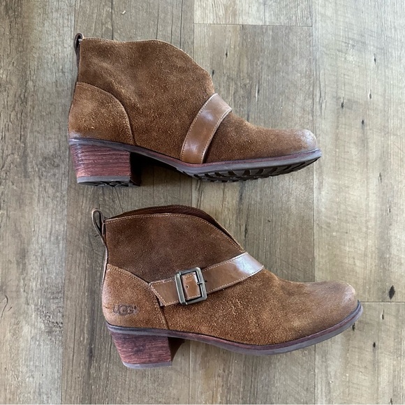 UGG Wright Chestnut Suede Belted Ankle Boots - Picture 7 of 10